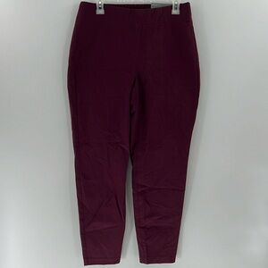 Talbots curvy skinny ankle pull on pants burgundy size 8 NWT